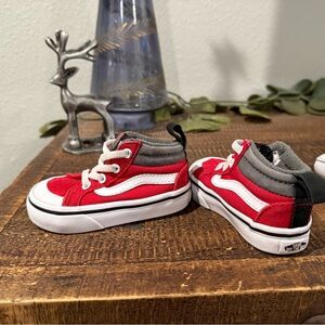 Vans Kids Red and Gray Sneakers